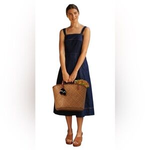 Boden Virginie midi a-line dark denim dress size 8P